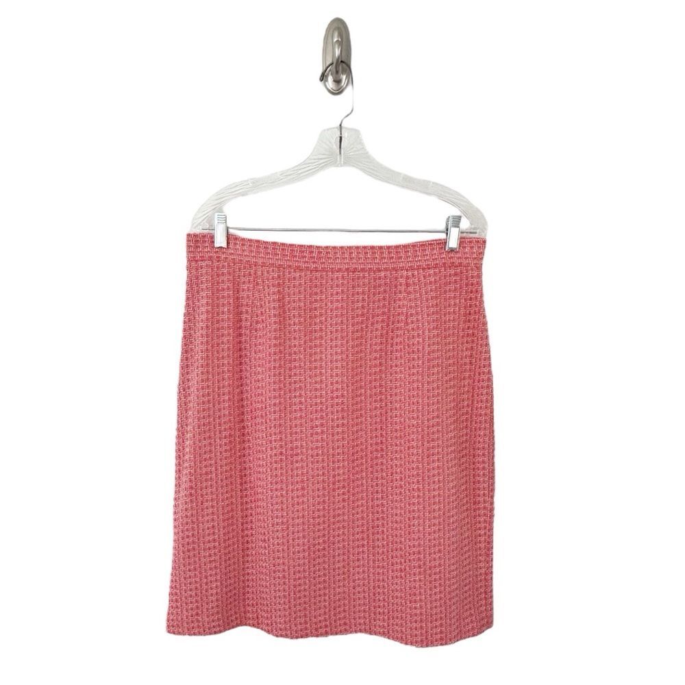 Studio Liz Claiborne Vintage Coral Orange Boucle Tweed Pencil Skirt Size 14